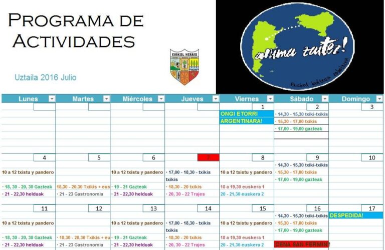 Programa de actividades del “Anima Zaitez: Euskal Kultura Zabaltzen”